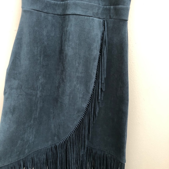 Macy’s Navy Faux-Suede Halter Fringe Dress - Picture 7 of 13
